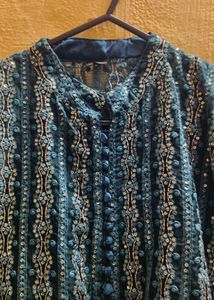 Elegant Teal Embellished Sequin &amp; Beaded Kurta
