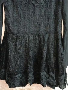Trendy Lace Top Layered Flarsd Black 🖤