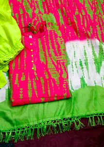 Pink &amp; Green Tie-Dye Salwar Kameez.
