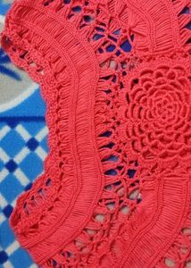 Red Crochet Style Top