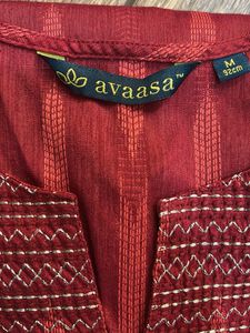 Maroon Embroidered Kurti (Size M)