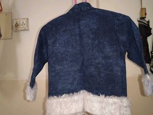 Denim Jacket with Fur Trim