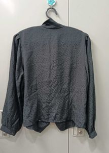 Vintage Black Tie Neck Blouse