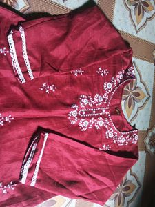 Maroon Embroidered Kurti