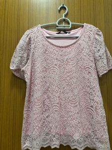 “Fig” Pink Lacy Top