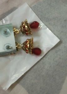 Light Weight Red Kundan Jhumki