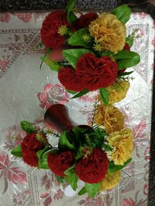 Red And Black Wooden Flower Pots With Flowers