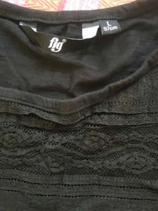 Black T-Shirt with Lace Detail