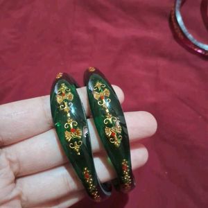Beautiful Green And Marron Bangles