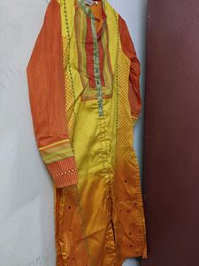 Biba Yellow Orange Festive Kurta_ Brand New