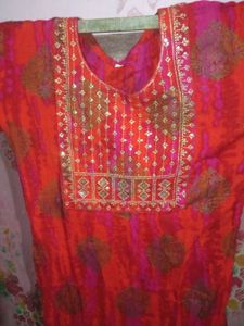Red Embellished Kurti