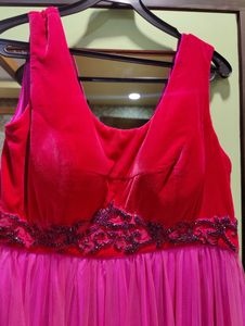 Designer Embellished Velvet And Net Floor Gown