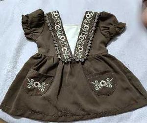 Brown Floral Embroidered Dress