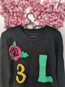 Query Korean Style Black Sweater