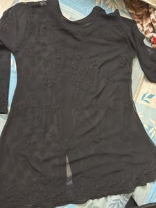 Black Chikankari Short Kurti