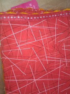 Peach Red Saree
