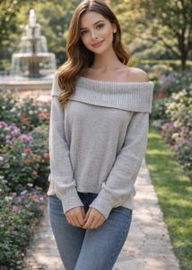 Off-Shoulder Knit Sweater
