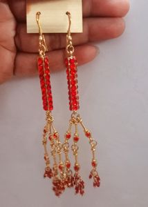 Red Colour Long Earrings
