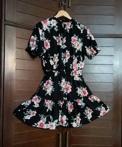 Inspired Hearts Brand Black Floral Tie-up Dress