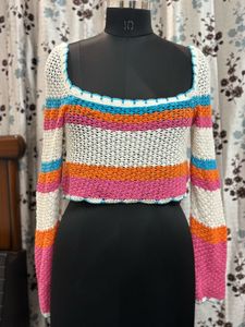 Striped Crochet Crop Top