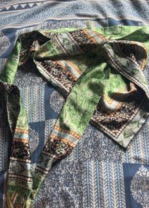 Green Patterned Scarf Top