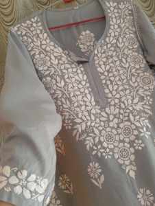 Grey Chikankari Short Kurti ❤️🎀