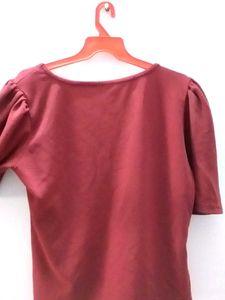 Maroon Puff Sleeve Top