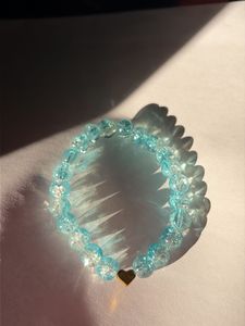 Blue Beaded Heart Bracelet