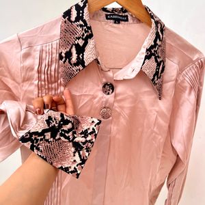 Vintage Pink Snake Trim Blouse