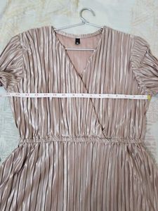 Rose Gold Pleated Midi Dress