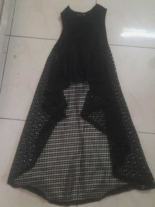 Black Crochet Type Woven Top