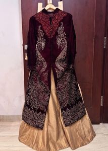 Velvet Stone Work Lehenga Choli Set