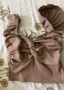 Cute Ruffle Sleeve Crop Top