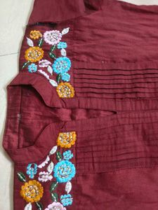 Art Silk Kurti With Embroidery