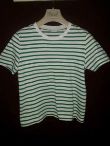 ZARA green Striped Tee