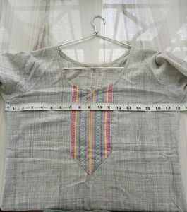 Kurti| Grey A Line Kurti With Embroidery 🪡