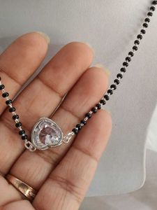 925 Silver Heart Shape Mangalsutra Wth Hallmarked