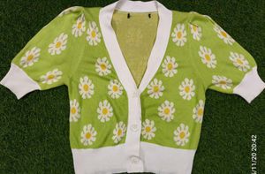 New Daisy Print Knit Cardigan