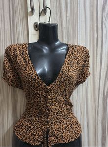 Leopard Print V-Neck Top