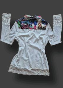 FREE SHIPPING :3 y2k Butterfly Print Lace Trim Top