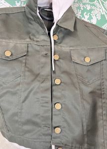 Forest Green Denim With White Hoodie