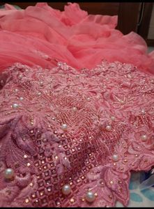 Pink Tulle Ruffled Gown
