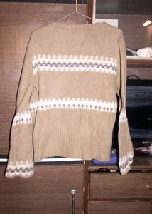Beige Ribbed Knit Sweater