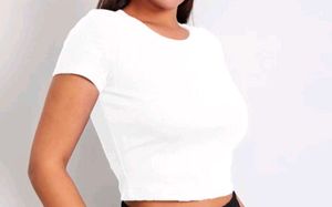 White Cropped Tee
