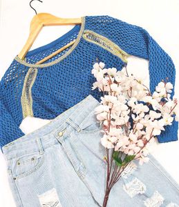 B2G2 🎁Pinterest Crochet Blue Pullover D