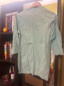 Biba Mint Green Embroidered Kurti - Size L