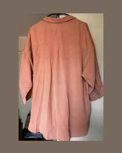 Oversized Button-Up Shirt in Dusty Rose