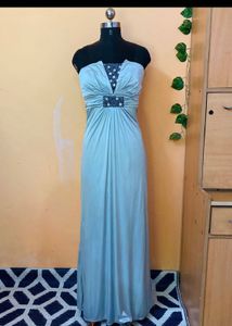 Elegant Silver Evening Gown