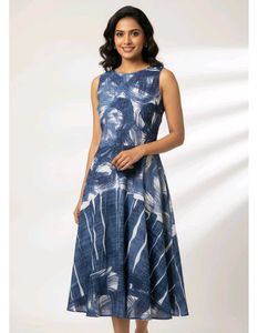 Elegant Blue Print Dress