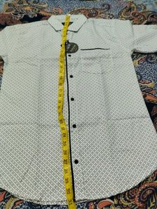 Patterned Withe Shirt With BlackPaiping Design